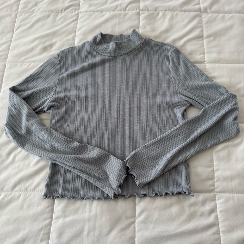 Garage Ribbed Mock Neck Top Size L